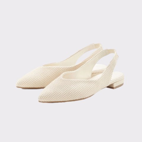 Обувь Lascana Women's Textured Slingback Ballet Flats - LASCANA - Beige Basket Weave 8