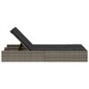 vidaXL Double Patio Sun Lounger - Gray Poly Rattan Furniture with Adjustable backrest & Cushions - Outdoor Garden daybed Chair - 4 of 4