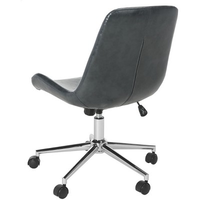 Transitional Dark Grey Faux Leather Chrome Swivel Desk Chair