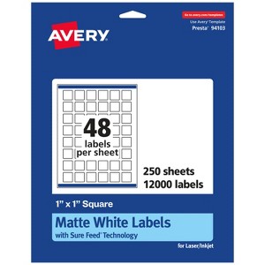 Avery Matte White Square Labels, 1" x 1" - 1 of 4