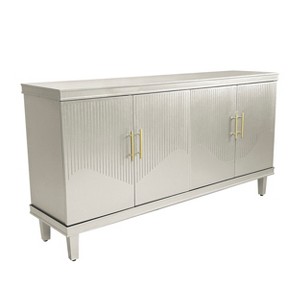 TiramisuBest Retro 3-Door Sideboard with Large Storage Space，Rattan Doors and Metal Handles, Accent Cabinet for Living and Hallway (Antique Black) - 1 of 4