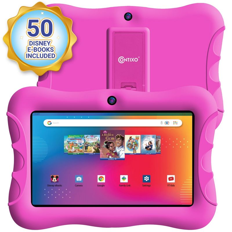 Contixo 7" Android Kids 32GB Tablet (2023 Model), Includes 50+ Disney Storybooks & Stickers, Protective Case with Kickstand, 1 of 20