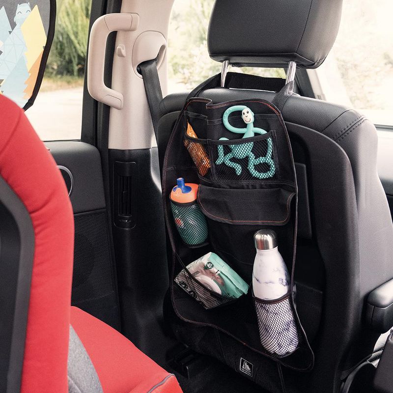 Diono Stow 'n Go Car Back Seat Organizer, Kick Mat Seat Protector, 7 Pockets, 2 Drinks Holders, Black, 5 of 11
