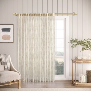 Sheer Leaf Rod Pocket w/Back Tabs Patio Panel - 1 of 4