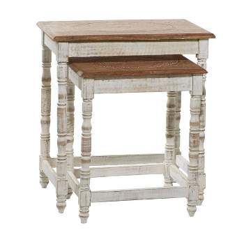 Set of 2 Eclectic Wood Accent Table - Olivia & May