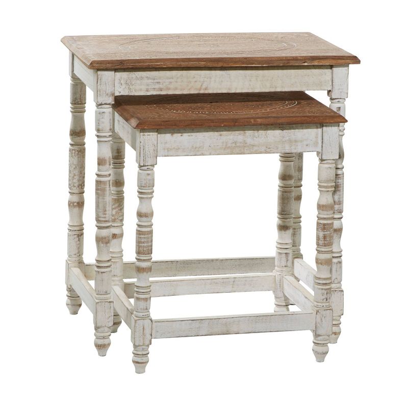 Set of 2 Eclectic Wood Accent Table - Olivia & May, 1 of 8