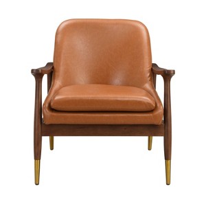 Christopher Knight Home Evelyn Modern Faux Leather and Wood Accent Chair Brown - 1 of 4