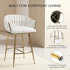 QingMoon Velvet Bar Stools, Hand Woven Counter Height Chairs Set of 2 with Wave Backrest and Adjustable Non-Slip Glides for Kitchen Island, Pub - 4 of 4