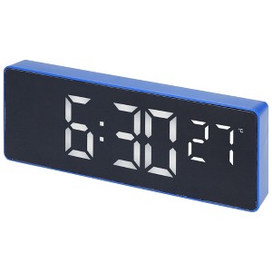 Unique Bargains Digital Corded Electric Temperature Dimmable Snooze Alarm Clock 6.3 x 2.2 x 1 inch - 1 of 4