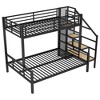 YOOCOZZ Twin Over Full Metal Bunk Bed with Storage Staircase and Built-in Small Wardrobe - 2 of 4