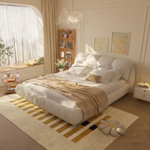 Sapphtopaz Bed Frame Luxury Upholstered Platform Bed with Oversized Padded Backrest and Solid Wood Frame, Solid Wood Slats, No Box Spring Needed - 1 of 4