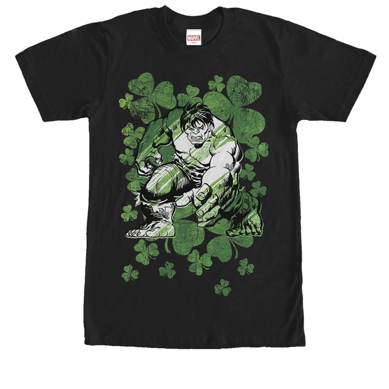 Men's Marvel St. Patrick's Day Hulk Clover Field T-Shirt, 1 of 5