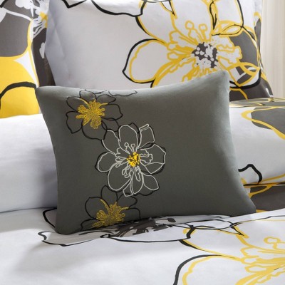 King Yellow and Grey Microfiber Floral Comforter Set