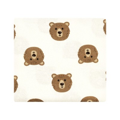 Hudson Baby Brown Bear Cotton Flannel Receiving Blankets, One Size