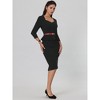 Hobemty Women's Sweetheart Neck Peplum Waist Belted 3/4 Sleeve Sheath Pencil Dresses - image 3 of 4