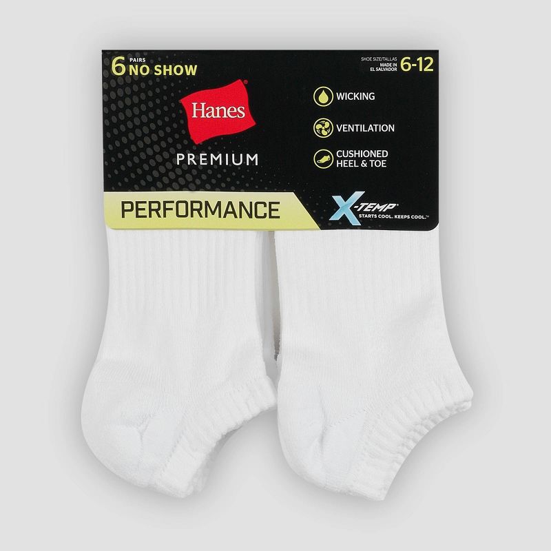 Hanes Premium Men's X-Temp Performance Lightweight No Show Socks 6pk, 4 of 6