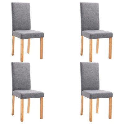 vidaXL Dining Chairs, 4 Pcs, Light Gray Fabric