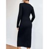 Coolmee Women's Bodycon Dresses Basic Square Neck Side Slit Ribbed Knit Fitted Midi Dress - 3 of 4