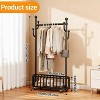 Freestanding Clothes Rack w/ Storage Basket & Hooks - Mobile Multi-Functional Hanging Rack w/ Wheels for Bedroom, Living Room - 2 of 2
