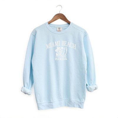 Simply Sage Market Women's  Garment Dyed Graphic Sweatshirt Embroidered Miami Beach Florida