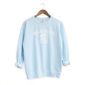 Simply Sage Market Women's  Garment Dyed Graphic Sweatshirt Embroidered Miami Beach Florida - 1 of 3