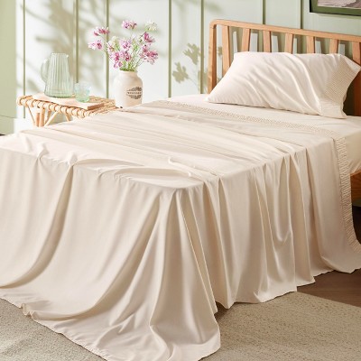 Bedsure | 3/4 Pcs Solid Embossed Soft Sheet & Pillowcase Bedding Set