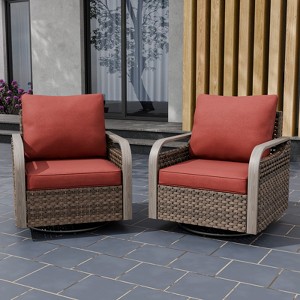 EAGLE PEAK Rocking Chair, Swivel Rocker, Rattan Patio Furniture, 2 Chairs - 1 of 4