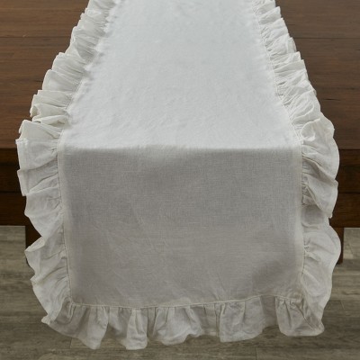 Split P Ruffle Table Runner - 72"L - Natural