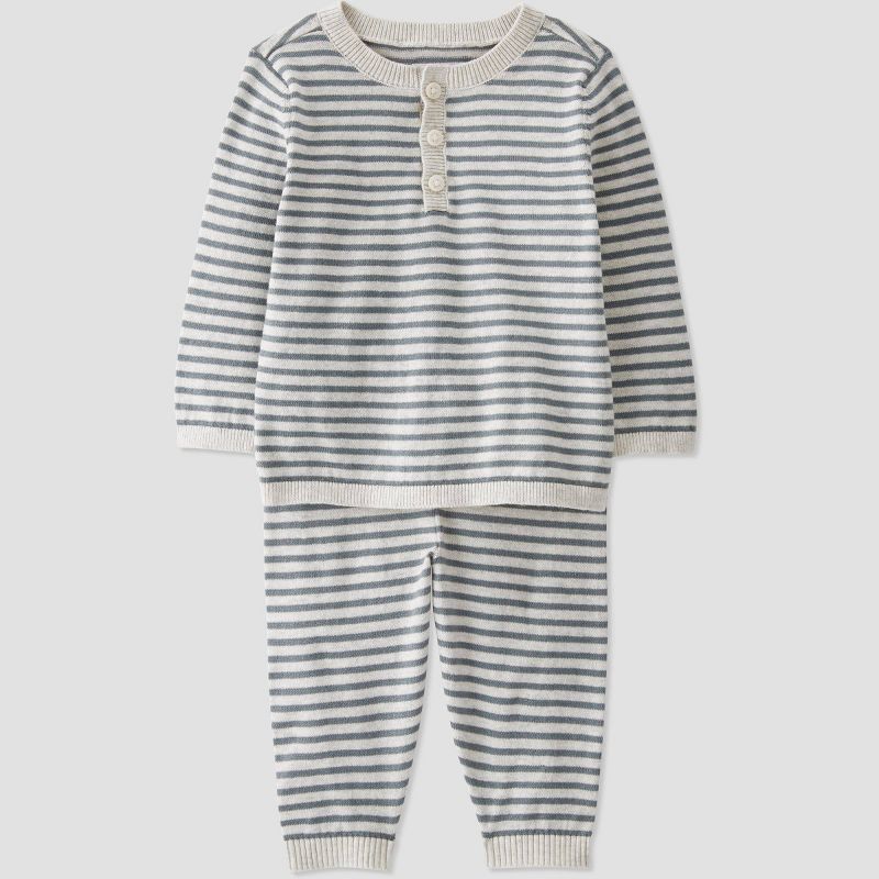 Little Planet by Carter’s Baby 2pc Striped Top and Bottom Set - Heather Gray, 1 of 7