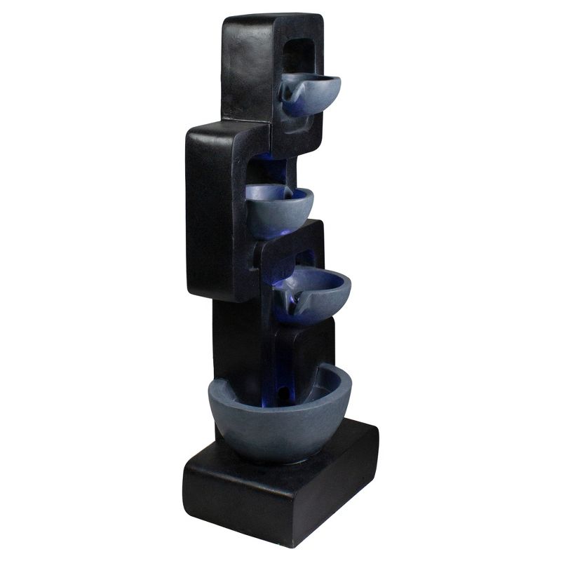 Northlight 32" Black and Gray Four-tier Modern Outdoor Garden Water Fountain, 4 of 6