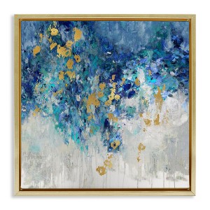 Stupell Industries Abstract Blue Gold Paint Design, 18" x 18" - 1 of 4