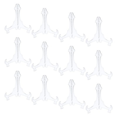 Unique Bargains Plastic Folding Clear Picture Frame Decorative Holder Stands 12 Pcs
