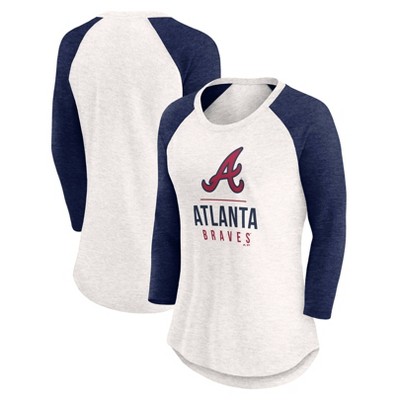 MLB Atlanta Braves Women's White 3/4 Sleeve Fashion T-Shirt