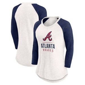 MLB Atlanta Braves Women's White 3/4 Sleeve Fashion T-Shirt - 1 of 3