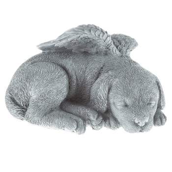 Nature Spring Sleeping Angel Pet Memorial Statue - Dog Remembrance Grave Marker Stone Figurine - 9" x 7" x 5"
