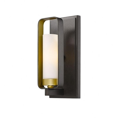 Aideen Olde Brass Dimmable Wall Sconce with Opal Glass Shade