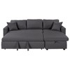 87.4" Upholstery L-Shape Sectional Sleeper Sofa with Pull-Out Bed, Storage Chaise Lounge, and 2 Pillows - 4 of 4