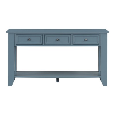 Luxystar Console Table with Three Drawers and Shelf Storage Sideboard, Blue