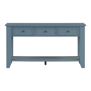 Luxystar Console Table with Three Drawers and Shelf Storage Sideboard, Blue - 1 of 4