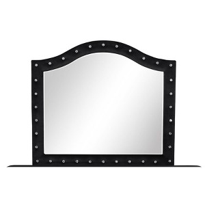 Sophia Modern Style Crystal Tufted Upholstery Mirror (INCLUDES MIRROR ONLY) made with Wood in Black same as G150108574 (NJ inventory) - 1 of 1