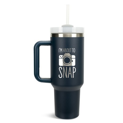 100 North I'm About To Snap Camera Photography Wrap-Around 40 Oz. Stainless Steel Water Bottle Coffee Mug, Spill & Leak Resistant, Travel Tumbler with