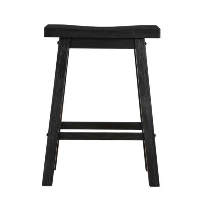 Sonoma 24" Distressed Black Charcoal Backless Saddle Wood Stool