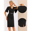 Allegra K Women's Split Sleeve V Neck Elegant Midi Dresses with Belt - 2 of 4