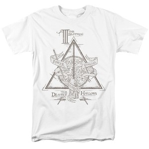 Harry Potter Three Brothers Deathly Hallows Adult T-Shirt White - 1 of 4