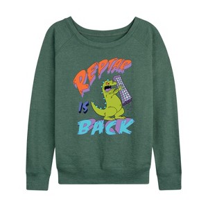 Women's - Rugrats - Reptar Is Back Lightweight French Terry Wide Neck Long Sleeve Shirt - 1 of 4