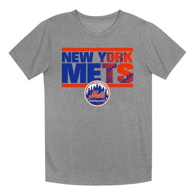 MLB New York Mets Boys' Gray Poly T-Shirt