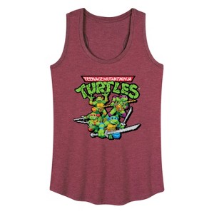 Women's - Teenage Mutant Ninja Turtles - Gaming Group And Logo Graphic Racerback Tank - 1 of 4