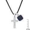 Steeltime 24" two tone black ip and stainless steel spinning Lord's prayer cross and blue tiger eye dog tag pendant - 3 of 4
