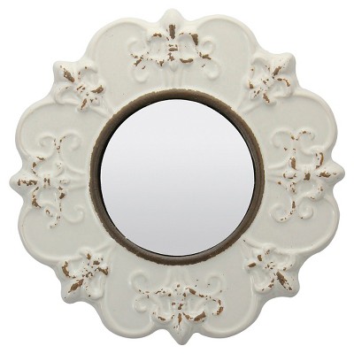 8" Decorative Ceramic Wall Mirror Ivory - Stonebriar Collection