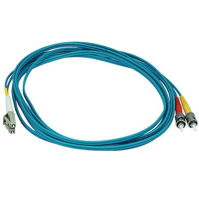 Monoprice Fiber Optic Cable - 3 Meter - Aqua | LC to ST, OM3, 50/125 Type, Multi Mode, 10Gb, Duplex